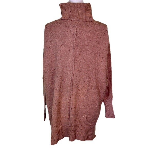 Women’s Brown Flecked Slouchy Turtleneck Sweater Dolman Sleeve Quiet Luxury XS - Picture 4 of 9